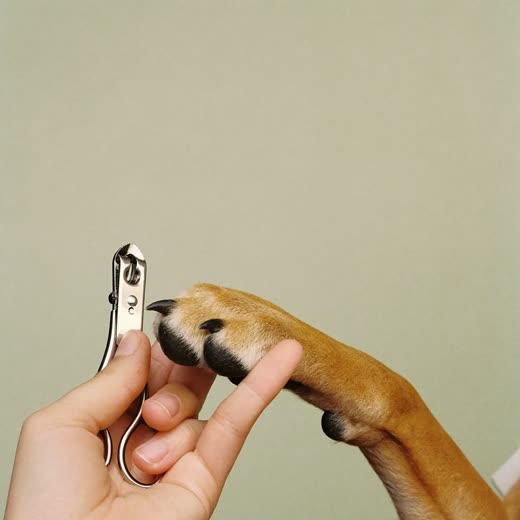 A dog's paw being held for nail clipping